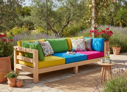 Eine Easy-Lounge für alle Gelegenheiten. Bunte Polster und Kissen schaffen eine sympathische Atmosphäre.