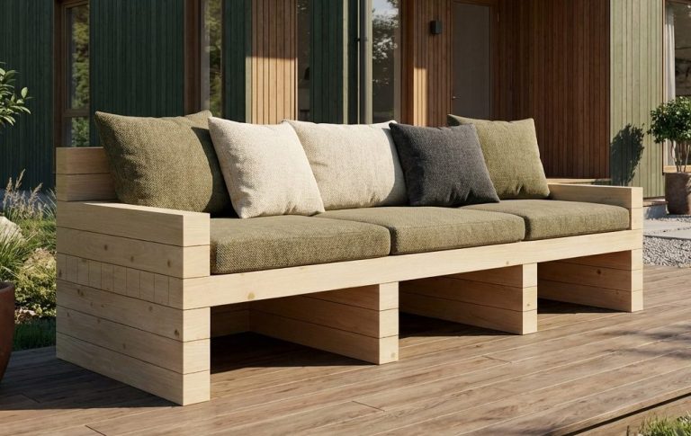 DIY-outdoor-lounge.com Sofa TUSCANY mit Polstern im Zitronenmuster Schöne Polster werten das DIY outdoor-lounge.com SOFA TUSCANY auf