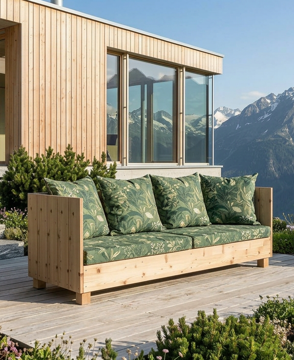 DIY Outdoor-Lounge PALISADES mit Polstern als Dekobeispiel DIY Outdoor-Lounge PALISADES mit Polstern als Dekobeispiel