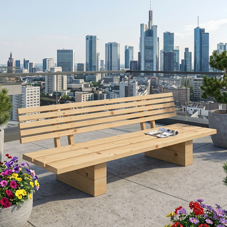 DIY outdoor-lounge KYOTO vor einem traditionellen japanischen Holzhaus Die selbstgebaute outdoor-lounge KYOTO passt wegen ihres reduzierten Erscheinungsbildes optimal zu modernen Häusern und Bungalows